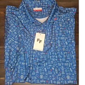 Fore Fathers Lone Star Legacy Polo Golf father's‎ day Blue Texas XXL NWT